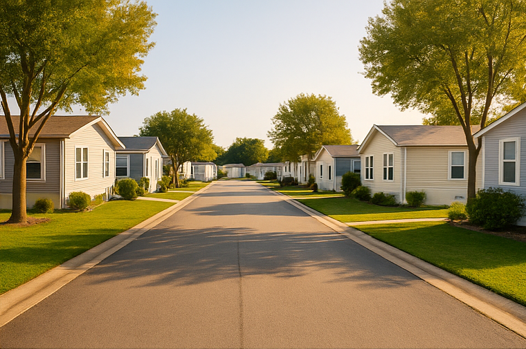 Community entrance and streetscape